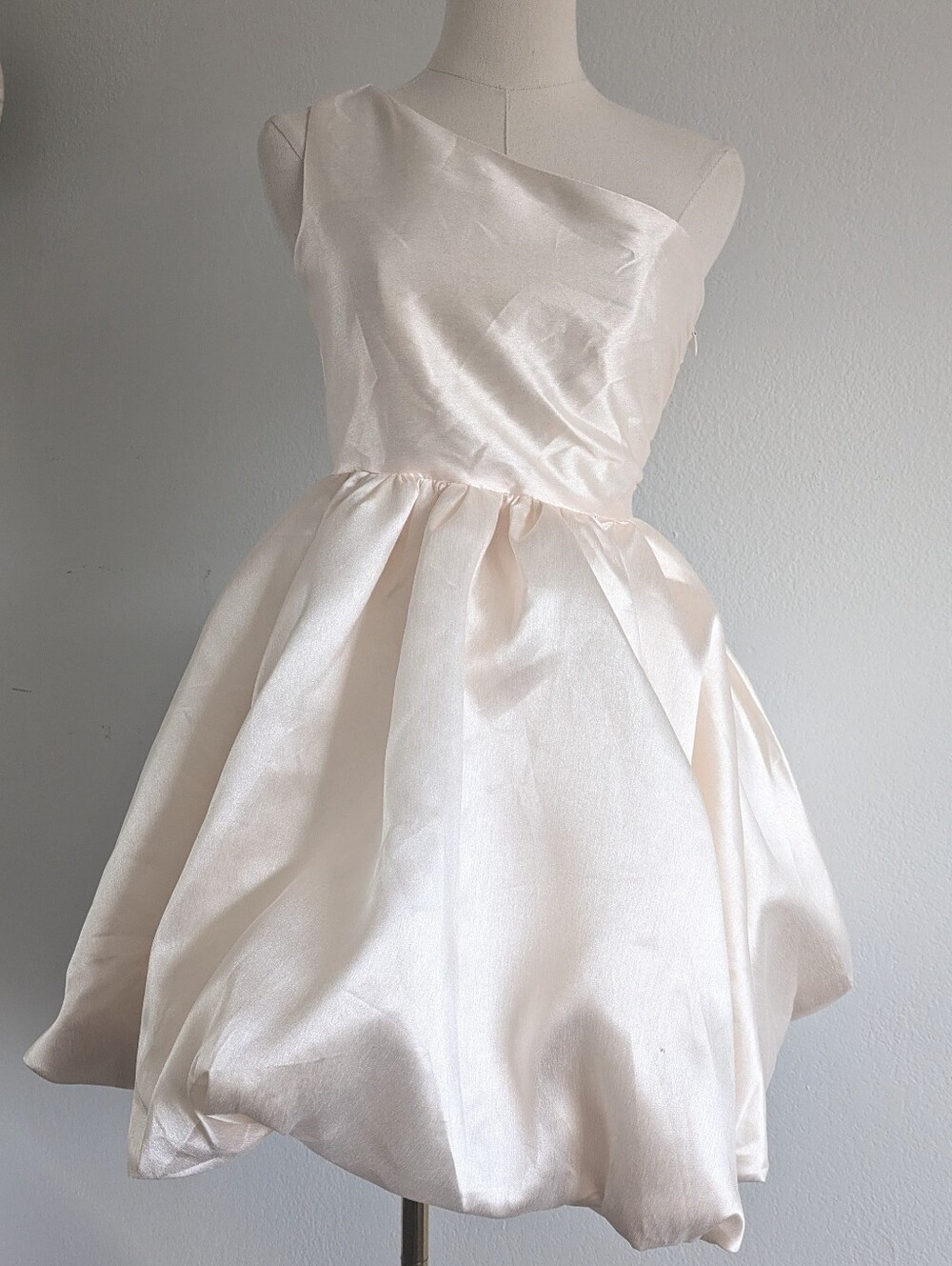 Aureta Anthropologie One-Shoulder Champagne Party Mini Dress